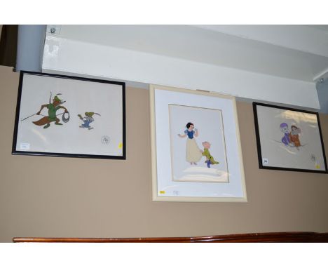 Two cell paintings "The Rescuers" and "Robin Hood", by Walt Disney Productions; together with a limited edition serigraph cel