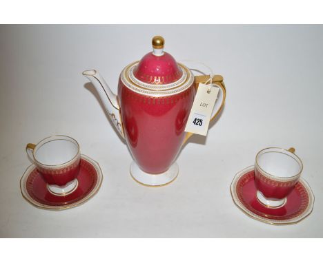 A Copeland Spode china 'Ride' pattern coffee set, comprising: eight coffee cups and saucer, and a coffee pot.