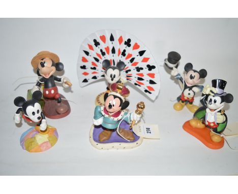 Classics Walt Disney Collection models of Mickey Mouse, to include: Through the mirror "Playing Card Plumage", boxed and cert