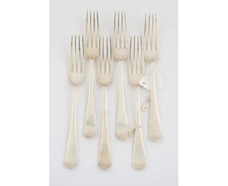 Six George V Old English Pattern silver table forks. London 1933, 11.2 ozs, 349 grams   SILVER COLLECTION OF SIR RAY TINDLE C