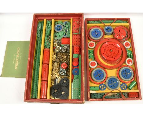 Meccano 1960's Light Red / Green No.10 Set of parts contained in a 9a wooden box with inner tray, comes with instruction book