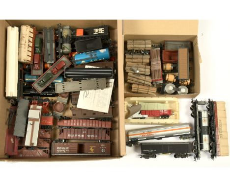 Lot of 49 HO Marklin, Electrotren, Rivarossi, Jouef Wagons and Carriages: Assortment of Flatbeds, Tankers, Hoppers and Boxcar
