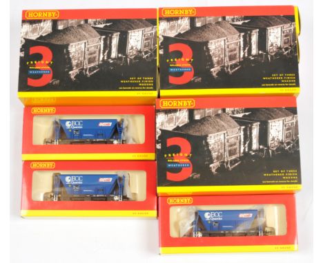 Hornby (China) Three Triple Packs of R6332 Procor Hopper Wagon "ECC Quarries", Conditions: Excellent to Mint in Mint Boxes.
