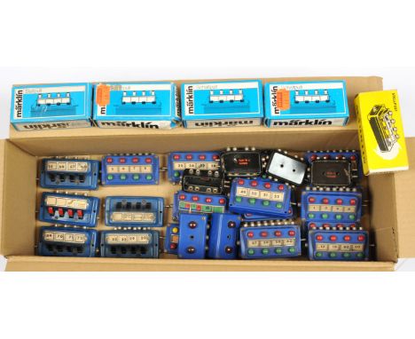 Assorted Marklin Switch Gear - 21 banks of push switches, 5 are boxed, and 5 banks of flip switches, 6 assorted body units, C