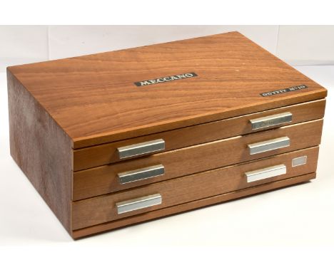 Meccano No.10 Outfit 3-drawer circa 1973. Parts in dark blue, dark yellow and zinc. Has been damp stored &amp; many zinc part