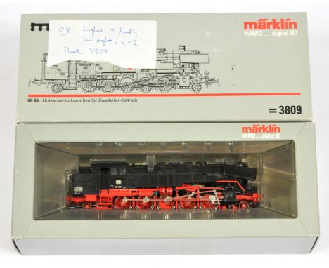 Marklin HO Gauge reference 3809 2-rail 2-10-2 Tank Loco DB black class 85 No.85 007. Conditions: Near Mint Locomotive, Good b