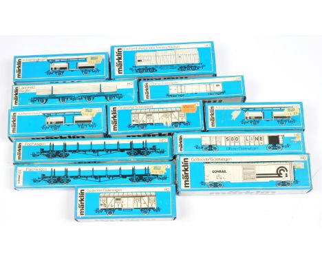 Marklin Assorted Wagons QTY 11: Nine German outline wagons and Two US wagons. Conditions Good to Excellent, Boxes Fair to Goo