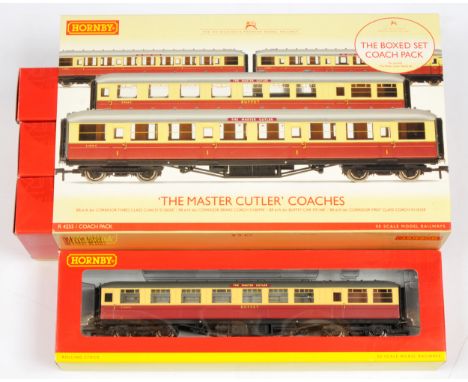 Hornby (China) R4255 "The Master Cutler" Coach Pack containing 4 x crimson and cream Superdetail Gresley type Coaches (Buffet