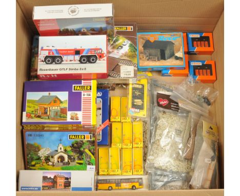 Faller, Roco, Brawa &amp; others, HO large group of layout items. To include Faller 120174 Level Crossing kit (sealed), Pola 