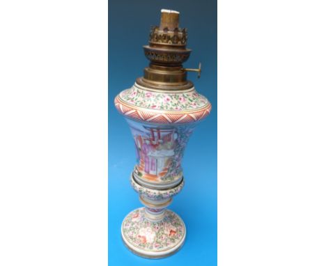 A porcelain lamp in the 18thC Chinese manner, probably Samson 