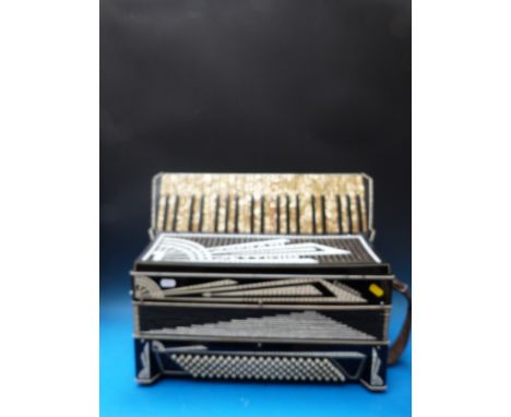 A Soprani 'Settimio' 120 bass cardinal c1930s piano accordion, in black finish with diamanté embellishment (with case)