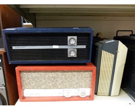 Two Fidelity record players c1960s together with a Fidelity reel-to-reel tape recorder