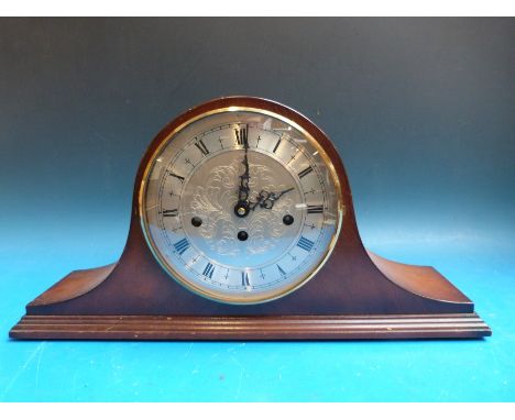 A c1970 Napoleon Hat mantel clock with German movement and Westminster chime, St. James London to dial