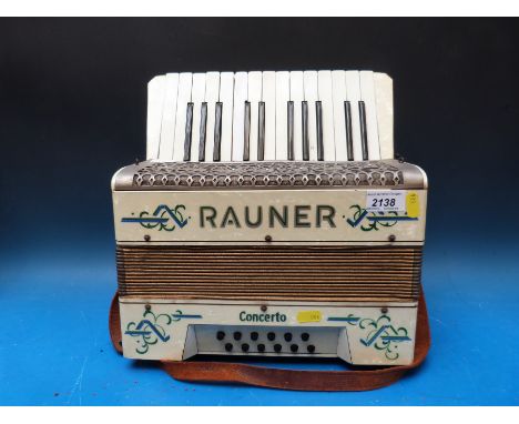 A vintage Rauner eight bass piano accordion, ivory pearloid finish (no carry case)