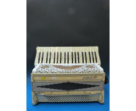 A 1930s 120 bass piano accordion by Castelfidardo, in ivory pearloid finish