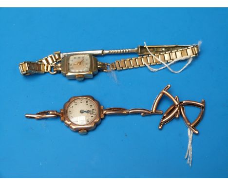 Two vintage gold cased ladies' wristwatches