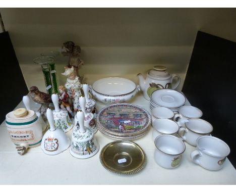 Villeroy and Boch glass candlesticks, Royal Worcester plates, figurines and a small quantity of Denby