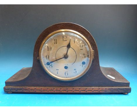 A walnut c1920 wall clock and a three train mantel clock