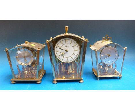 Three glass lamp/lantern style anniversary clocks 