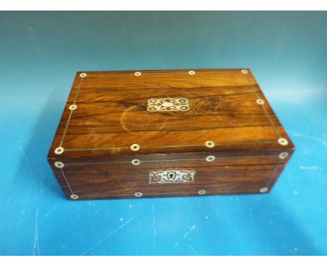 A mother-of-pearl inlaid rosewood work box