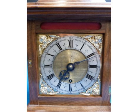 A fusee bracket clock reproduced after the style of Thomas Tompion, the silvered chapter ring over gilt engine turned centre 