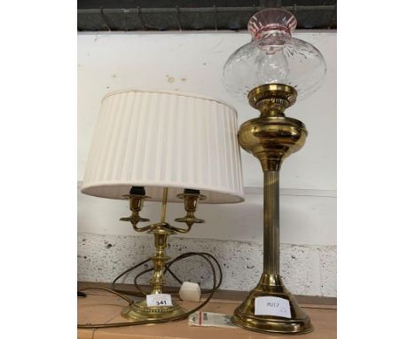 BRASS TABLE LAMP &amp; TALL OIL LAMP