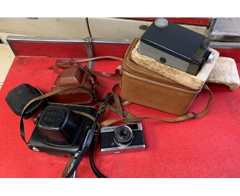 OLYMPUS TRIP 35 CAMERA, ALONG WITH 2 OTHER CAMERAS &amp; BROWNIE MOVIE CAMERA