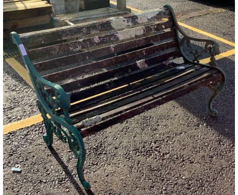 CAST IRON FRAMED ROLL BACK GARDEN BENCH