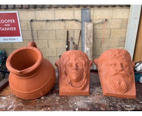 2 PLASTIC WALL PLANTERS &amp; PLASTIC JUG PLANTER
