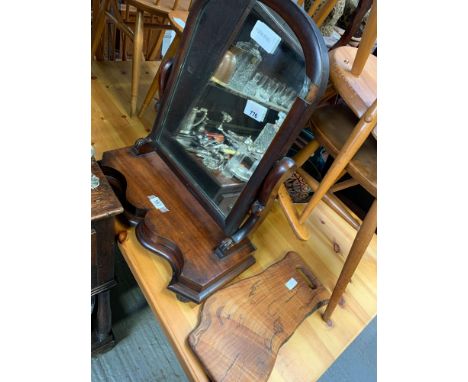 VICTORIAN MAHOGANY DRESSING TABLE MIRROR ALONG WITH CANADIAN MAPLE CHOPPING BOARD