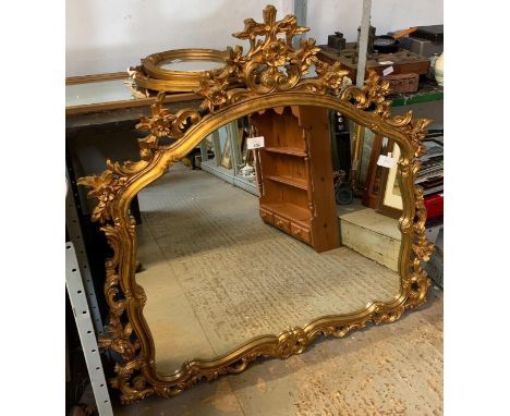 LARGE DECORATIVE GILT FRAMED OVER MANTEL MIRROR