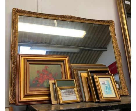 GILT FRAMED MIRROR, PICTURES &amp; PRINTS