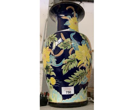 LARGE CERAMIC VASE WITH FLORAL DECORATION