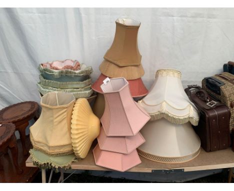 HALF SHELF OF FABRIC LAMPSHADES ETC