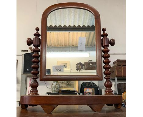 MAHOGANY SWING MIRROR ON BOBBIN TURNED SUPPORTS