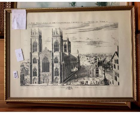A PRINT OF THE WEST END OF YORK MINSTER ALONG WITH A MILITARY PRINT PRICE OF FREEDOM BY TERENCE CUNEO