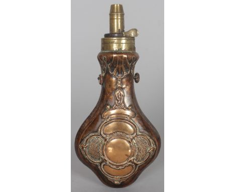 A GOOD SHAPED COPPER FLASK. 8ins long.