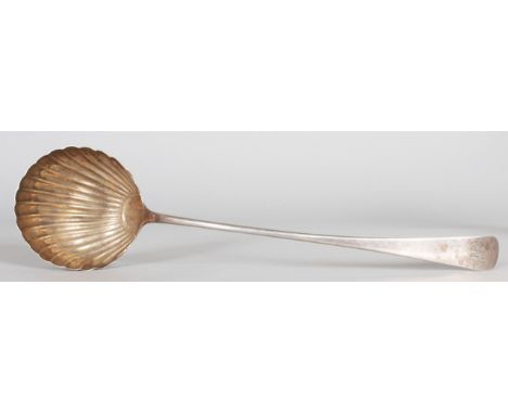 A GEORGE III SOUP LADLE with shell bowl. London 1740.