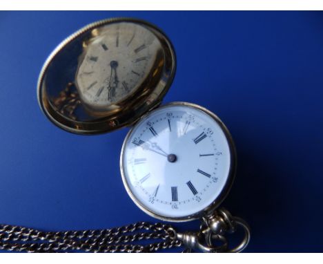 A lady's 19thC gold Vacheron hunter cased pocket watch, having black enamel decoration - '56'  , 16962, 1.25" diameter.