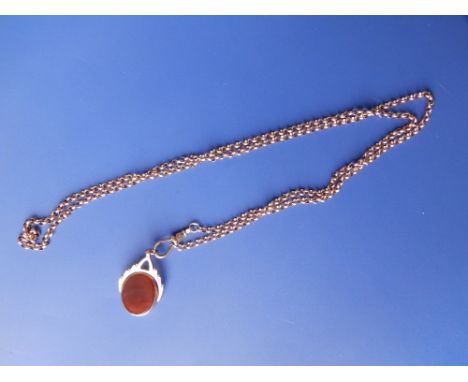 A 9c belcher link fob chain with revolving bloodstone seal. 