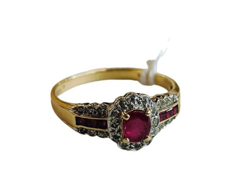 9 CARAT GOLD RUBY &amp; DIAMOND RING 