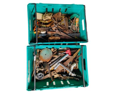2 CRATES OF OLD TOOLS ETC 