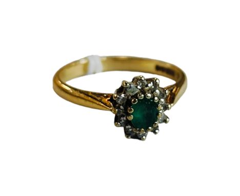 9 CARAT GOLD EMERALD &amp; DIAMOND RING 