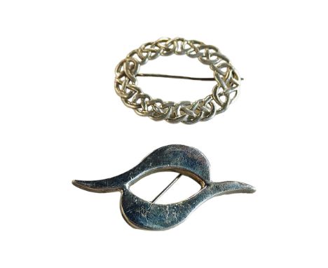 SILVER CELTIC BROOCH &amp; 1 OTHER 