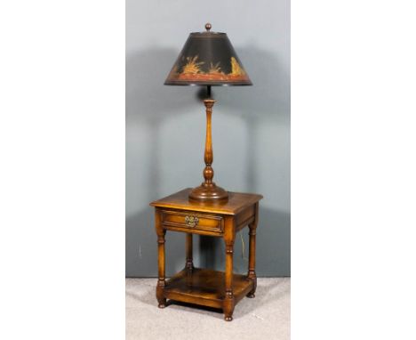 A modern oak rectangular lamp table in the manner of Titchmarsh & Goodwin and of "17th Century" design, with moulded edge to 