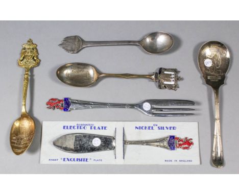 A collection of 1938 Empire Exhibition souvenir teaspoons and caddy spoons, various, together with a quantity of flatware, al