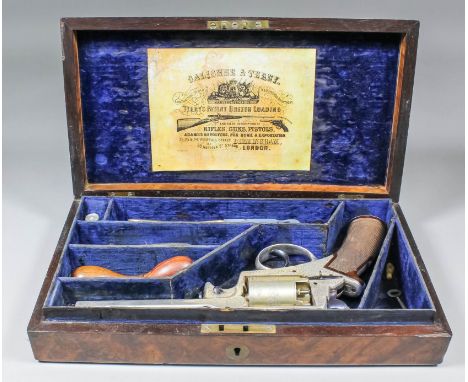 A 19th Century .44 calibre percussion Adam's patent revolver, retailed by Calisher & Terry of London, the 6ins nickel plated 