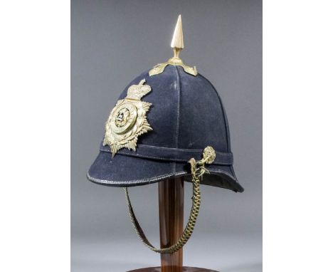 A Bedfordshire Regiment, 1878 patent Home Service helmet, brass helmet plate bearing regimental crest, original chin strap, i