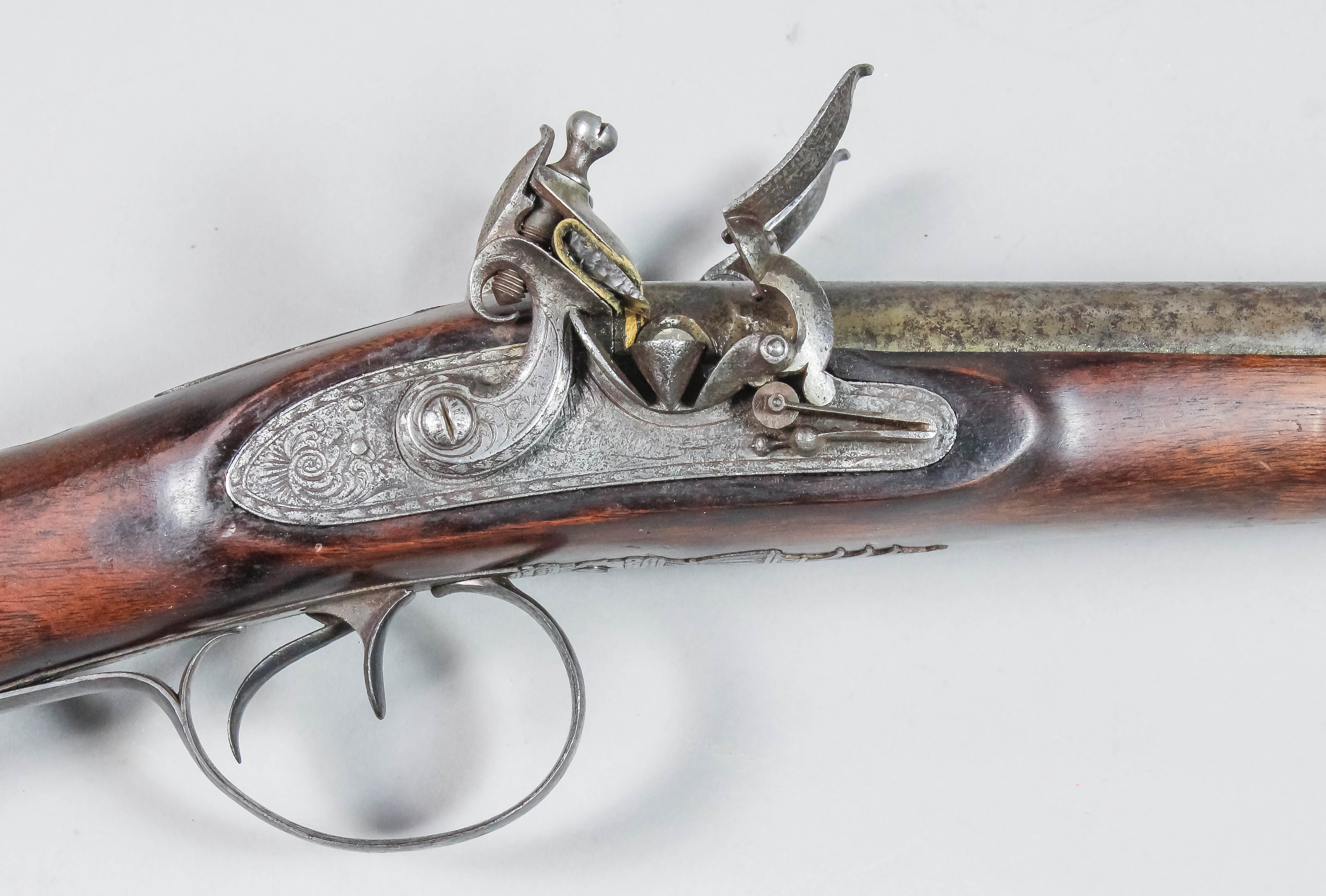 A double barreled flint lock side by side 16 bore muzzle loading ...