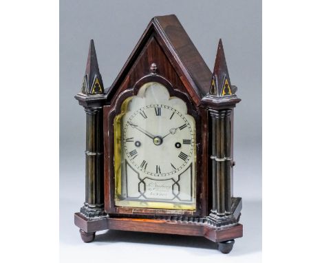 A good early 19th Century rosewood cased mantel clock of small proportions, by Richard Ganthony, 83 Cheapside, London, the si